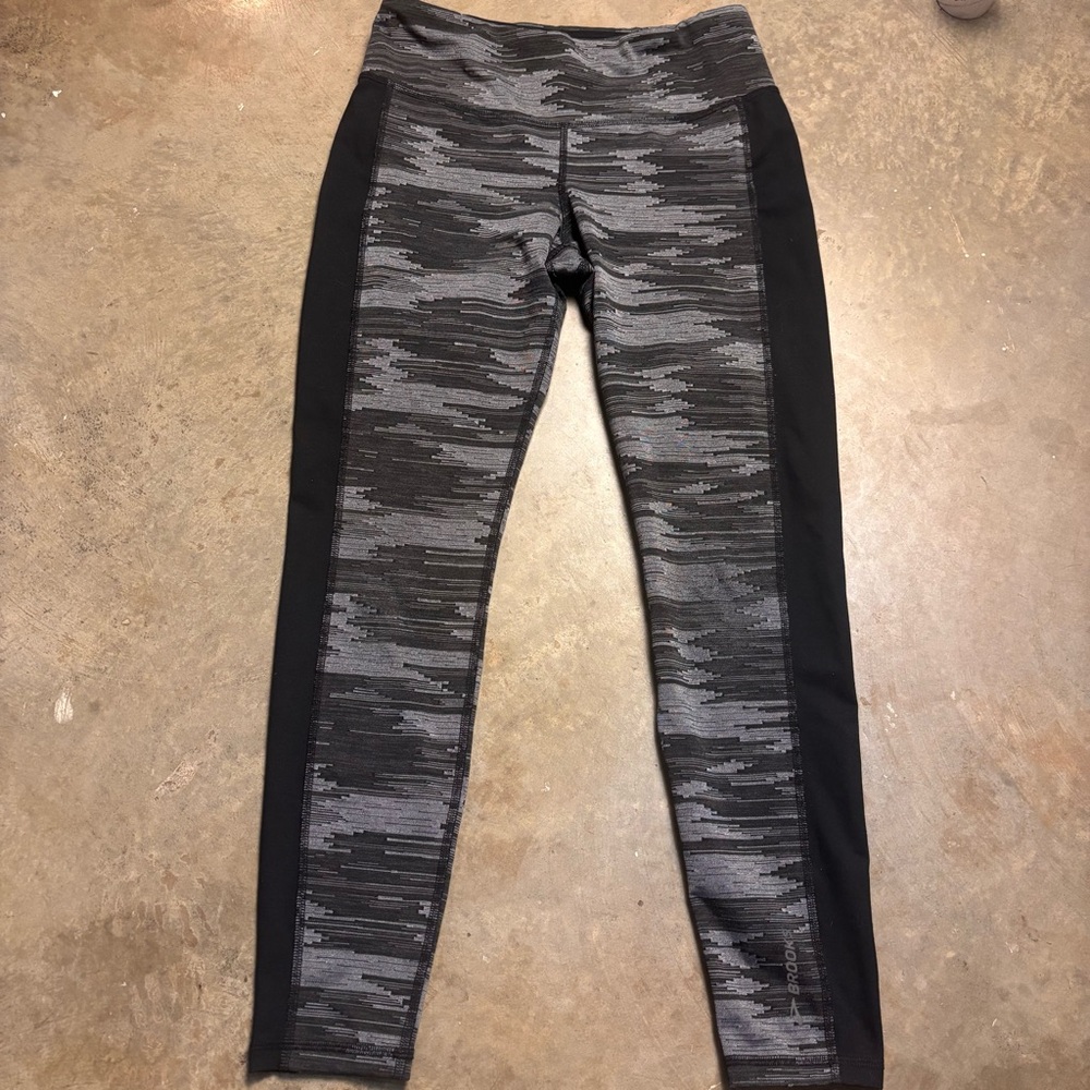 Brooks Black Gray Leggings Running Athletic Workout Women’s Size Medium